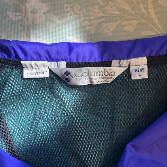 90s/80s Columbia Men's Vintage retro Colorblock Nylon Anorak Windbreaker - Picture 3 of 5